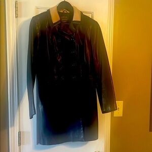Banana Republic Black Leather Double-Breasted Coat